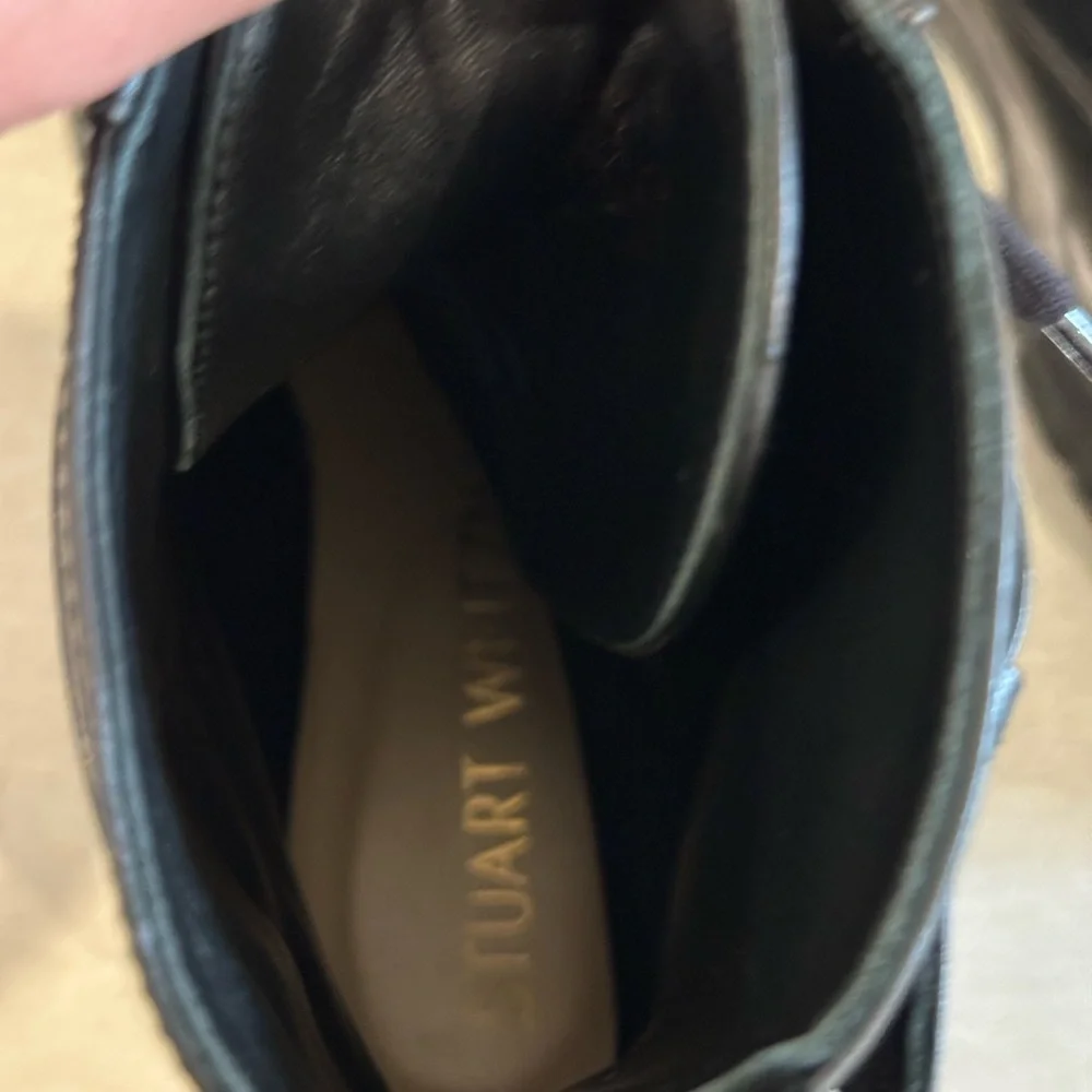 $675 Stuart Weitzman Women's Ultra Lug Sole Buckle Combat Boots size 7 black - Picture 8 of 9